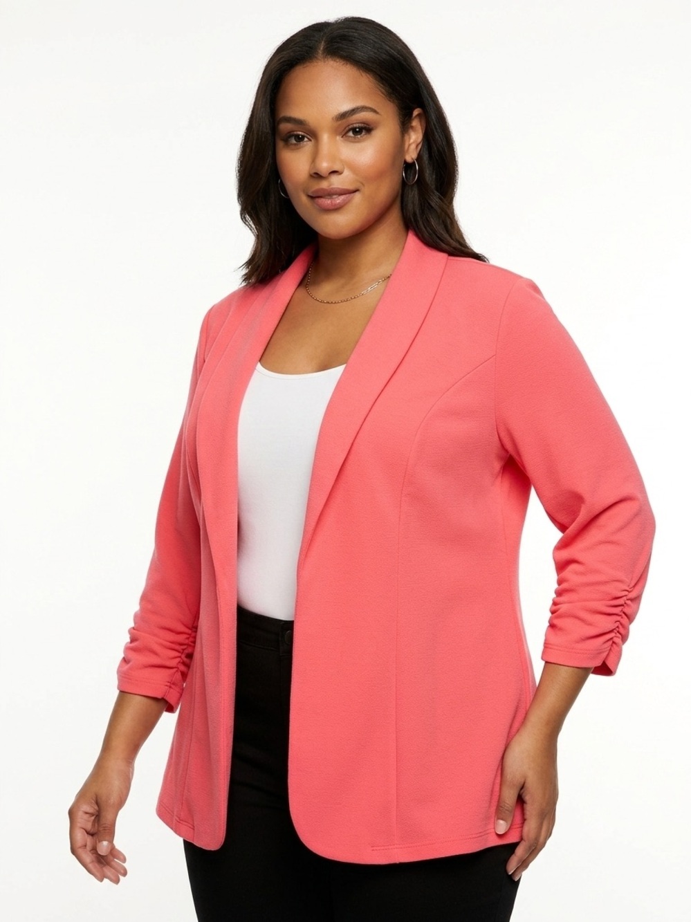 Elsie & Zoey Women's Open Front Coral  Blazer Jacket Sz L